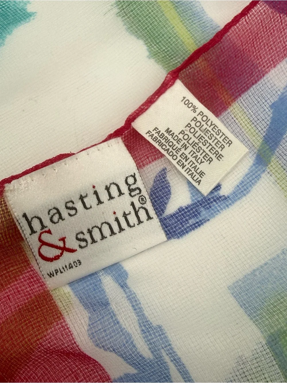 Hasting & Smith Vintage Floral Sheer Square Scarf Blue Pink Accessory Garden
